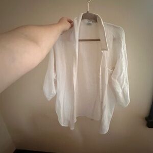 Gauze White Open-Front Long shirt